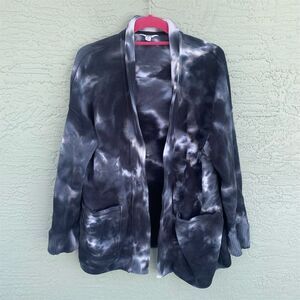 JoyLab Women's Tie Dye Open Front Cardigan Black Size S Long Sleeve